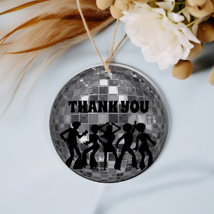 70's Disco Birthday Silver Glitter Ball Thank You Favour Tags