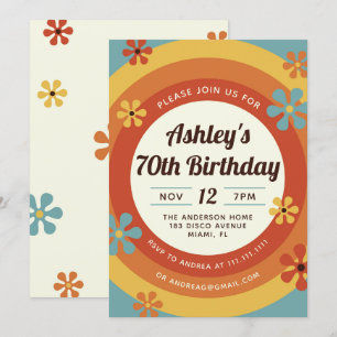 70's Disco Hippie Birthday Invitation