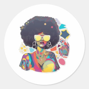 70s Era Retro Disco Woman Classic Round Sticker