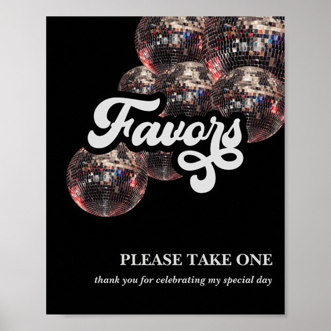 70s Favour Sign Disco Ball Party Decor (Front)