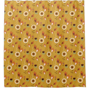 70s Floral Mustard Shower Curtain