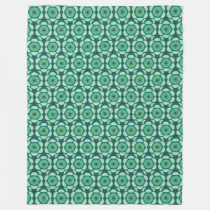 70s floral vibe - green and blue fleece blanket