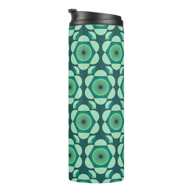 70s floral vibe  - green and blue thermal tumbler (Rotated Right)