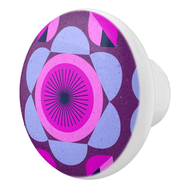 70s floral vibe  - pink and purple - african print ceramic knob (Right)