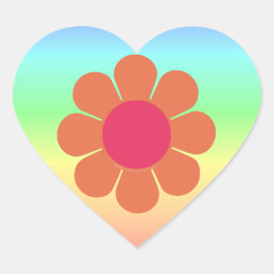 70's Flower Power Heart Sticker