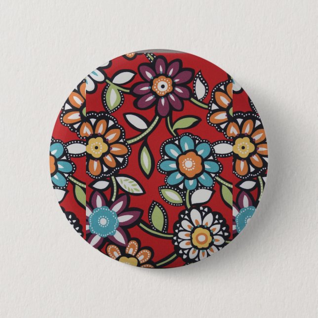 70's flower power hippie button (Front)