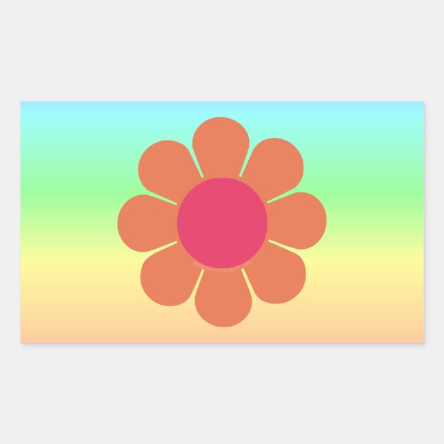 70's Flower Power Rectangular Sticker (Front)