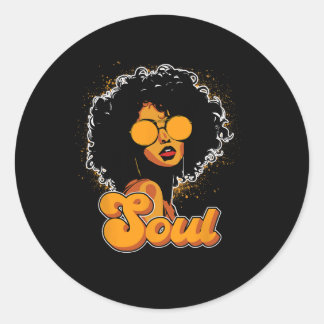 70s Funk Afro Women Soul Retro Vintage Style Black Classic Round Sticker