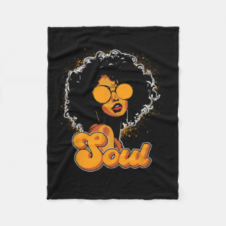 70s Funk Afro Women Soul Retro Vintage Style Black Fleece Blanket