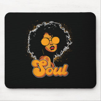 70s Funk Afro Women Soul Retro Vintage Style Black Mouse Mat
