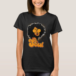 70s Funk Afro Women Soul Retro Vintage Style Black T-Shirt