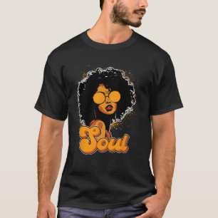 70s Funk Afro Women Soul Retro Vintage Style Black T-Shirt