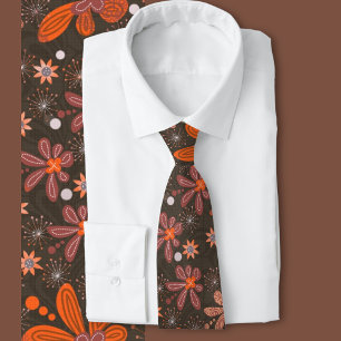 70s Garden brown orange   Tie