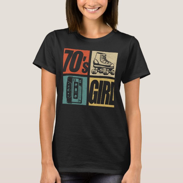 70s Girl 1970s Fashion 70 Theme Party Seventies   T-Shirt (Front)