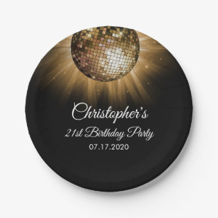 70's Gold Disco Themed Birthday Party Paper Plate