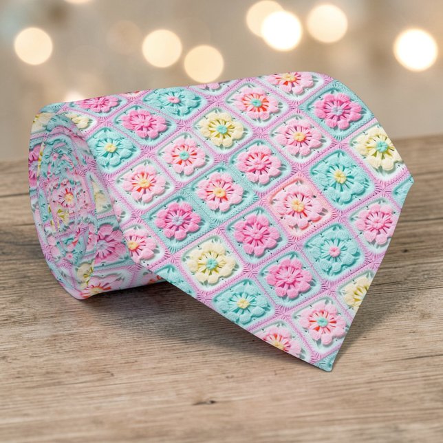70s Granny Square Crochet Necktie (Creator Uploaded)