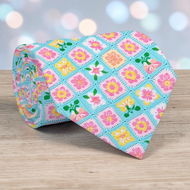 70s Granny Square Crochet Necktie (Creator Uploaded)