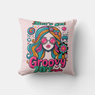 70s Groovy Boogie Retro Disco Birthday Decor Cushion