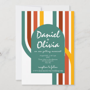 70's Groovy Element Lined with Photo Wedding Invitation