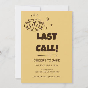 70s Groovy Last Call Bachelor Party Invitation
