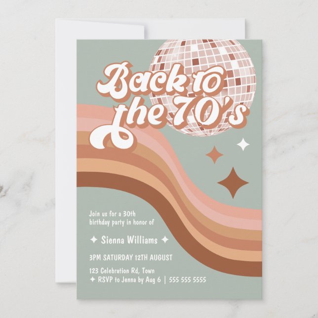 70's Groovy Retro Any Age Disco Ball Birthday Invitation (Front)