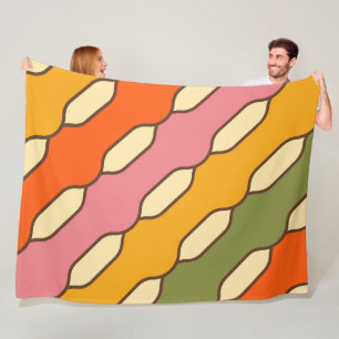 70s Groovy Retro Colorful Pattern Fleece Blanket
