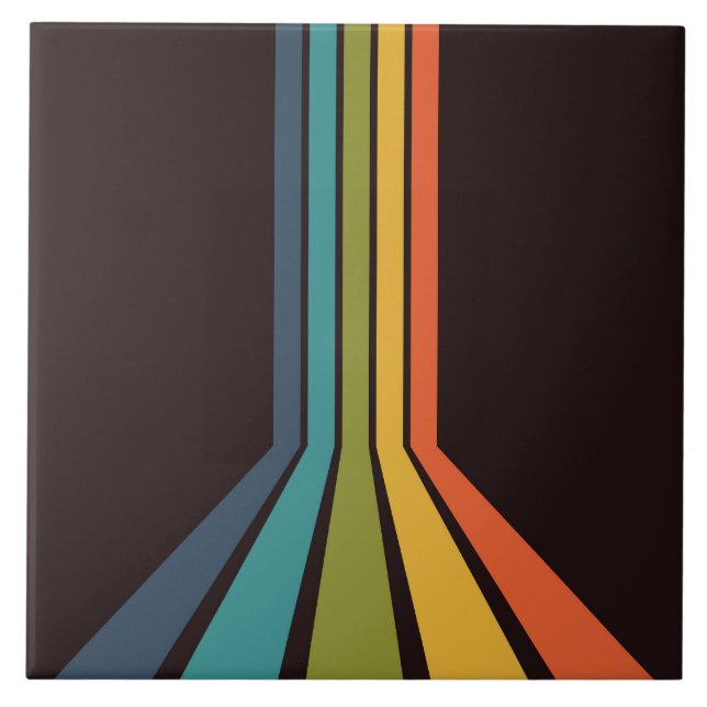 70s Groovy Retro Colourful Pattern Tile (Front)