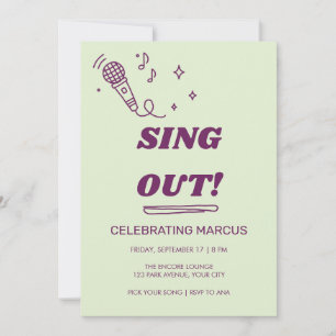 70s Groovy Sing Out Karaoke Birthday Invitation