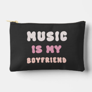 70s Groovy Typography – Music Is My Boyfriend Accessory Pouch