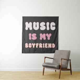 70s Groovy Typography – Music Is My Boyfriend Tapestry