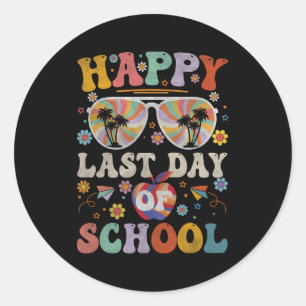 70s Happy Last Day Of School Groovy Teacher Boys G Classic Round Sticker