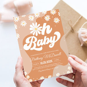 70's Hippie Boho Retro Groovy Baby Shower Invitation