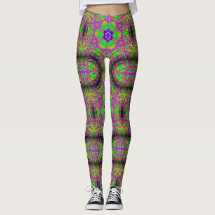 70's hippie groovy psychedelic green leggings