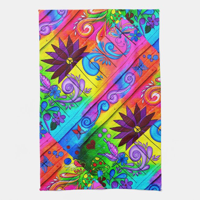 70's hippie groovy tea towel (Vertical)