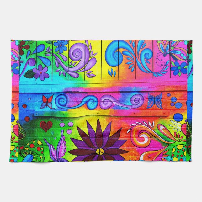 70's hippie kitchen towel (Horizontal)