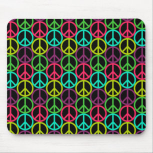 70's Hippie Peace Sign Pattern Mouse Mat