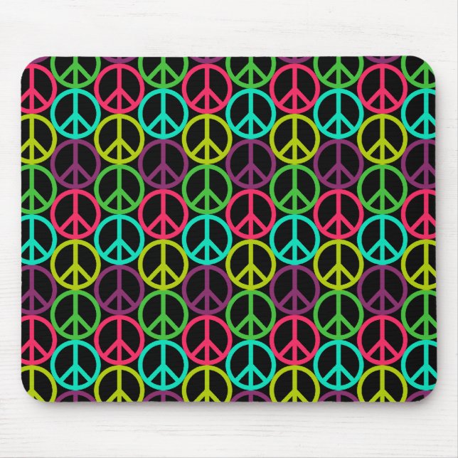 70's Hippie Peace Sign Pattern Mouse Mat (Front)