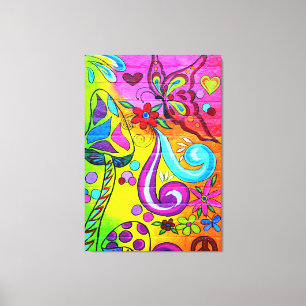 70's hippie psychedelic butterfly canvas print