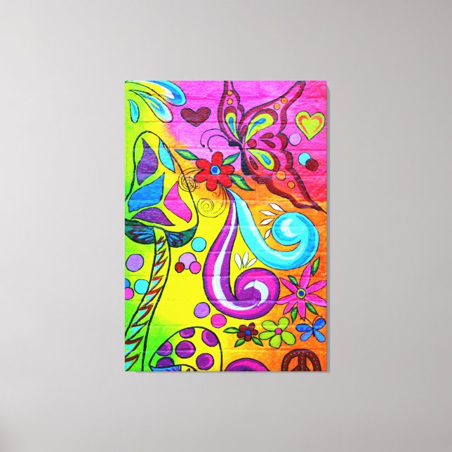 70's hippie psychedelic butterfly canvas print (Front)