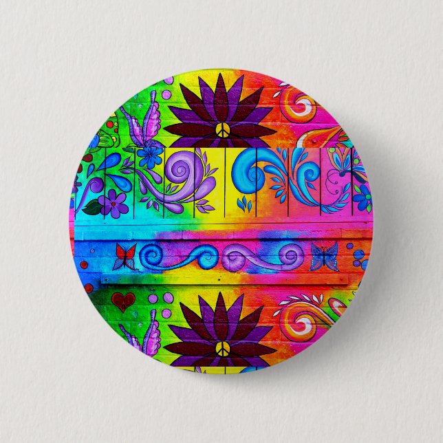 70's hippie psychedelic button (Front)