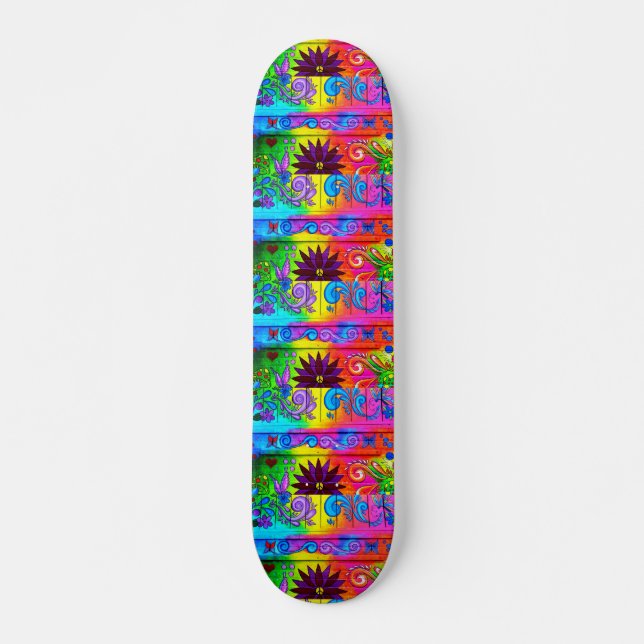 70's hippie psychedelic colours skateboard (Front)