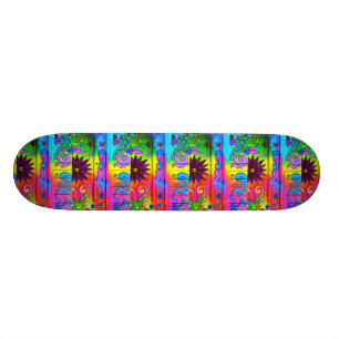 70's hippie psychedelic colours skateboard