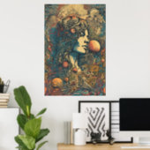 70s Hippie Woman AI Art | Psychedelic Retro Poster (Home Office)