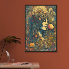70s Hippie Woman AI Art | Psychedelic Retro Poster
