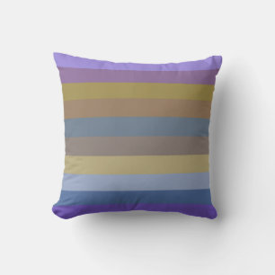 70s Horizontal Stripes in Lilac, Mustard & Caramel Cushion
