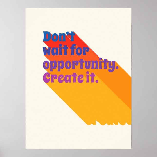 70s Inspirational Quote Retro Blue Red Yellow Pop Poster (Front)