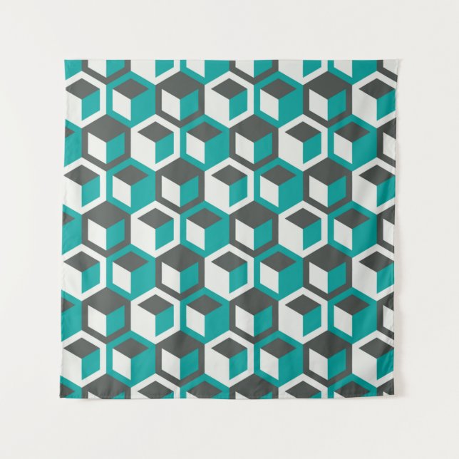 70s inspired abstract retro geometric seamless pat tapestry (Front)