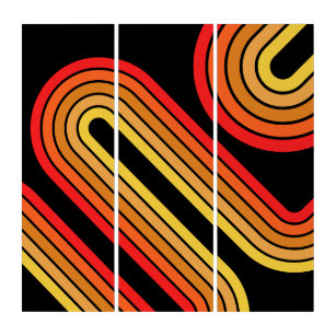 70s Inspired Groovy Line Sunset Colours Triptych