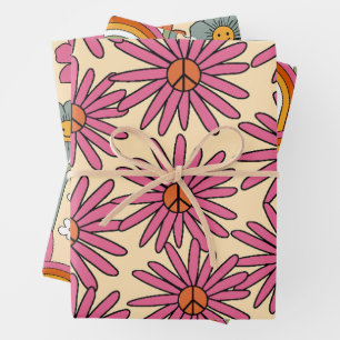 70's Inspired Retro Floral Gift Wrapping Sheets