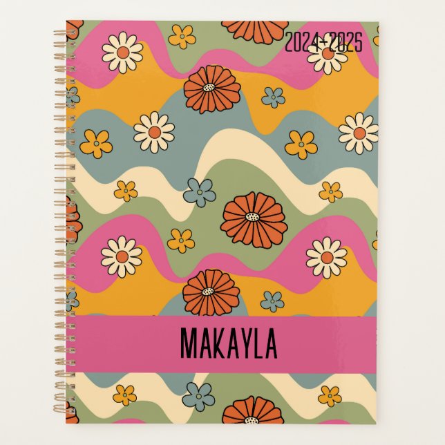 70's Inspired Retro Floral Monthly Planner  (Front)